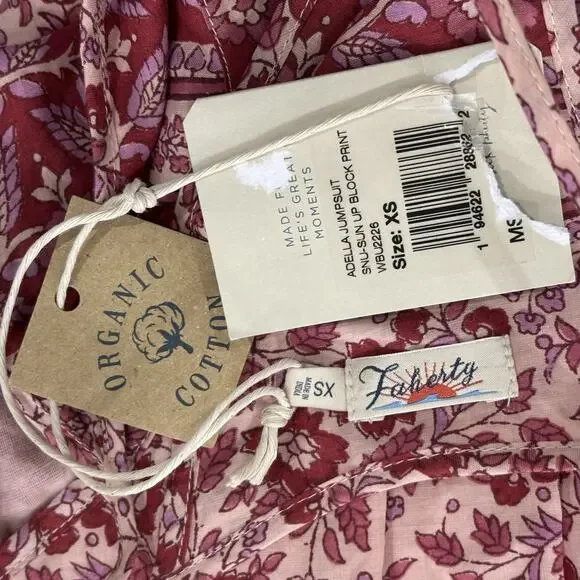 NWT Faherty Size XS Adella Floral Jumpsuit Organic Cotton